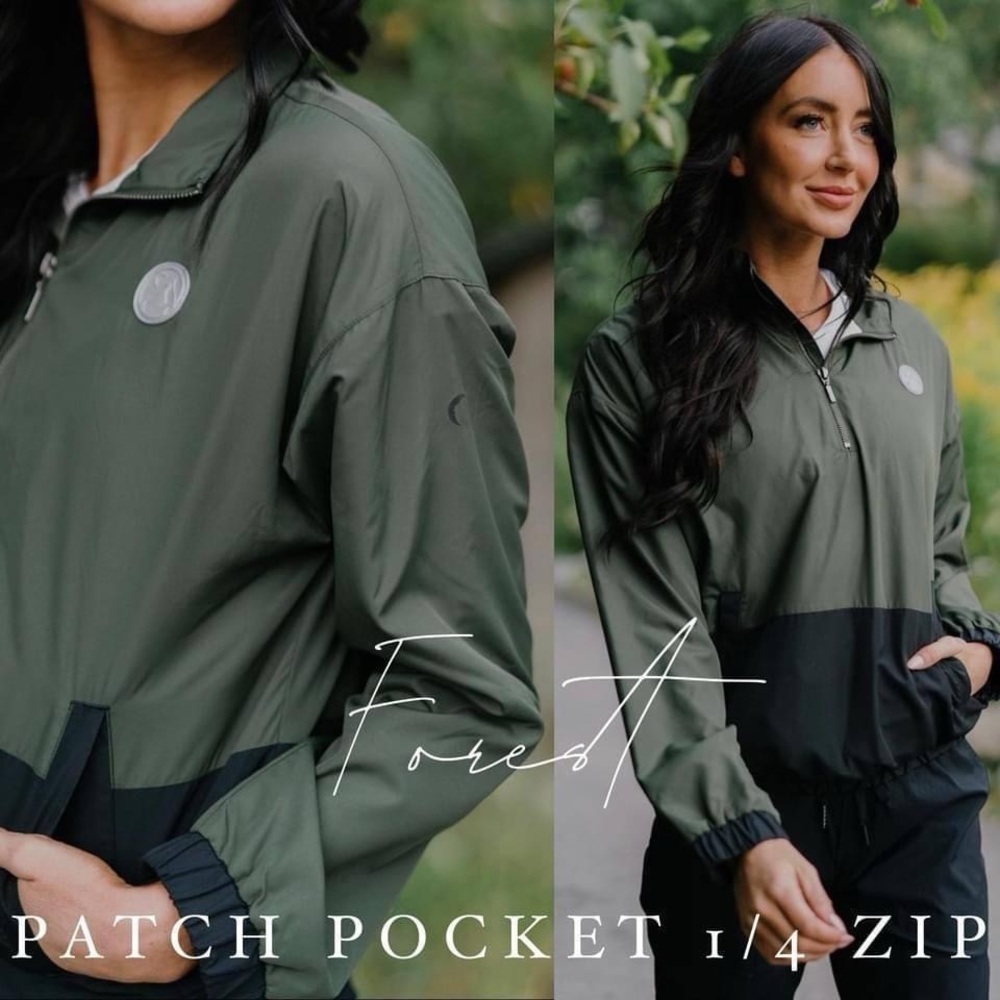 NEW women’s Zyia Active Forest Patch Pocket 1/4 zip jacket coat, size XS